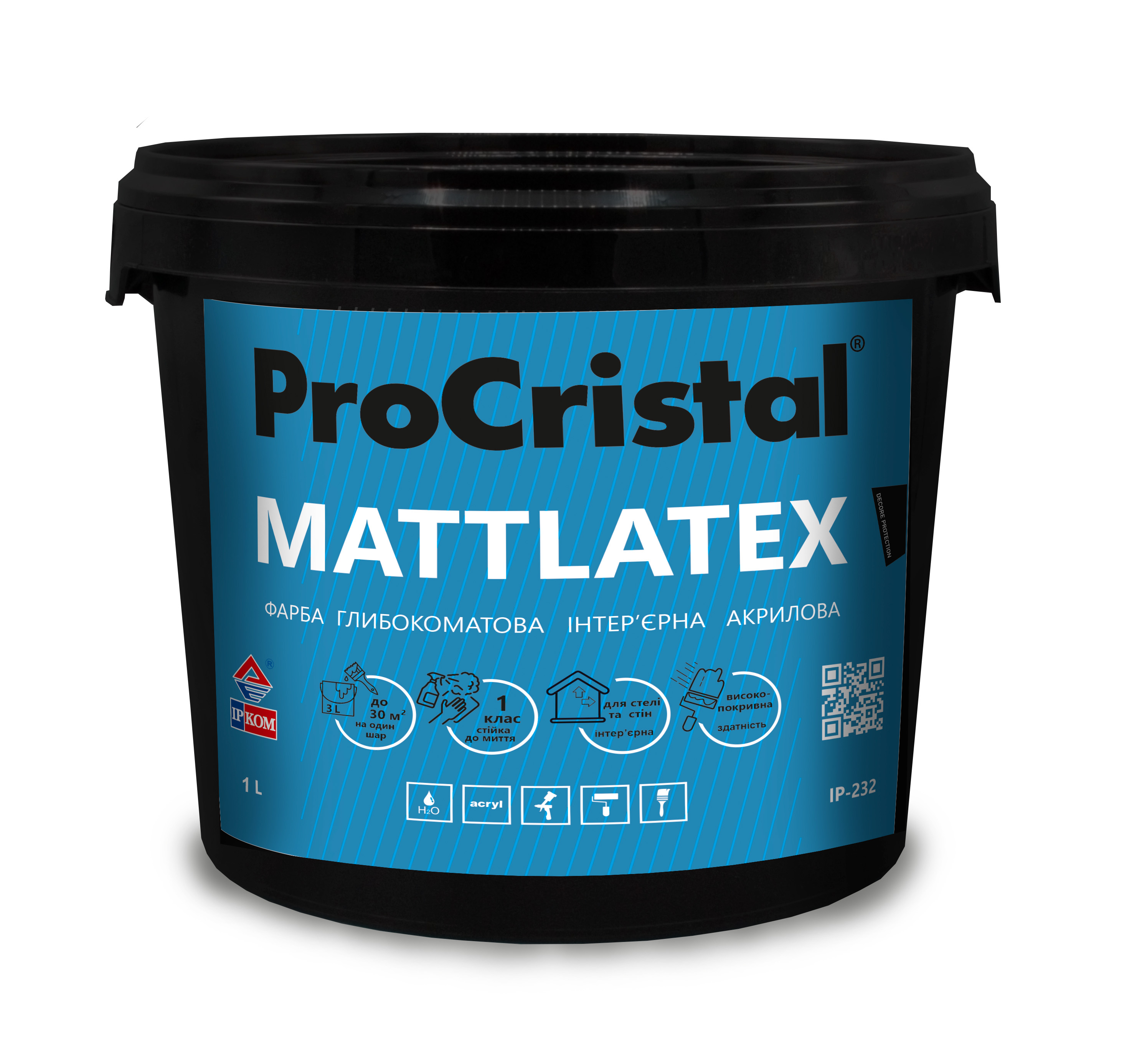 Фарба латексна ProCristal Mattlatex IР-232 1 л білий матовий (i00301324) Фарби та емалі на ІРКОМ. Тел: 0 800 408 448. Доставка, гарантія, кращі ціни!, фото1