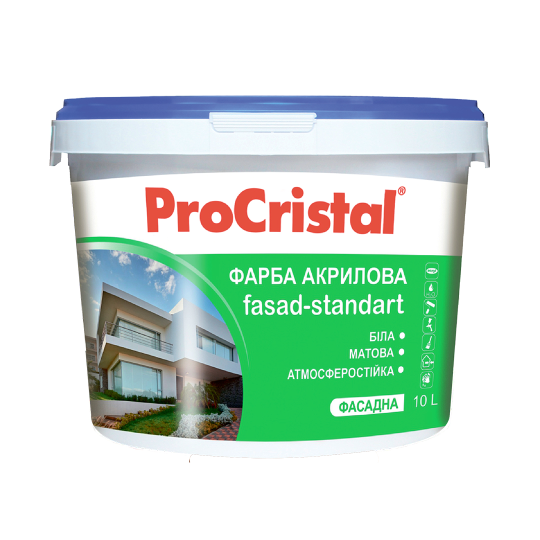 Краска акриловая фасадная ProCristal Fasad-Standart IР-131 2.7 л полупрозрачный (i00300192) Краски и эмали на ІРКОМ. Тел: 0 800 408 448. Доставка, гарантия, лучшие цены!, фото1