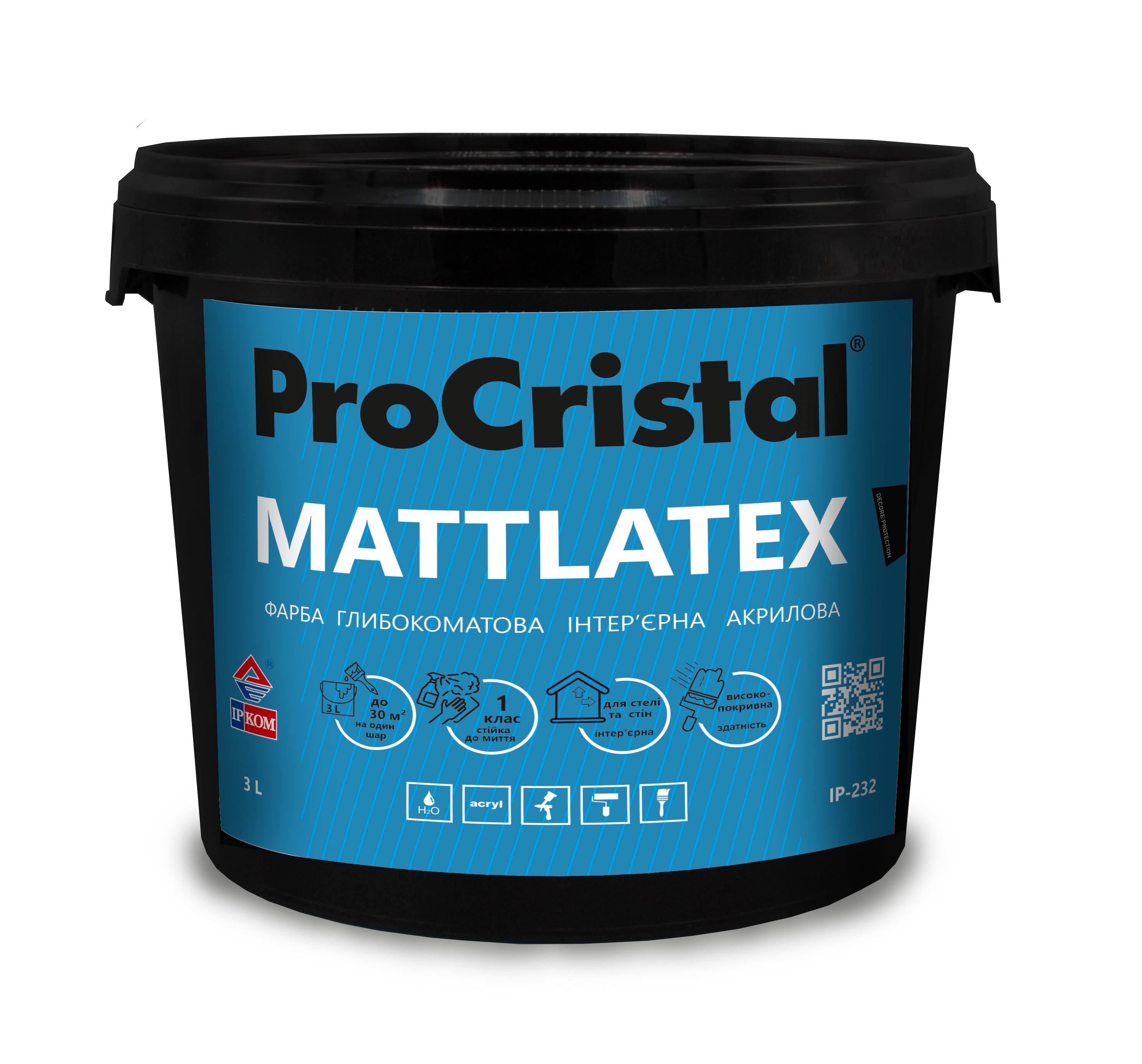 Фарба латексна ProCristal Mattlatex IР-232 10 л білий матовий (i00301327) АКЦІЯ на ІРКОМ. Тел: 0 800 408 448. Доставка, гарантія, кращі ціни!, фото1